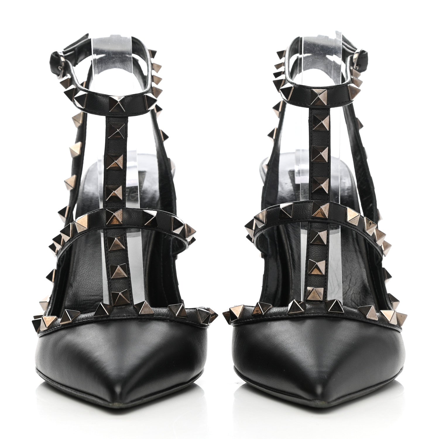 Valentino Garavani Nappa Rockstud Ankle Strap Pumps 38 Black 2 of 9