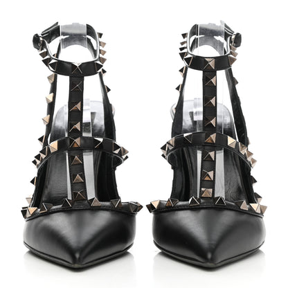 Valentino Garavani Nappa Rockstud Ankle Strap Pumps 38 Black 2 of 9