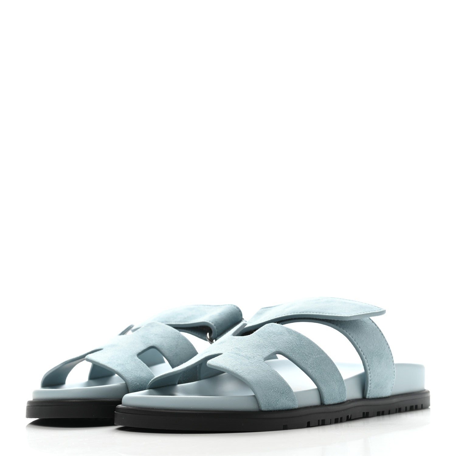 Hermes Suede Goatskin Womens Chypre Sandals 37 Vert d'eau 4 of 12
