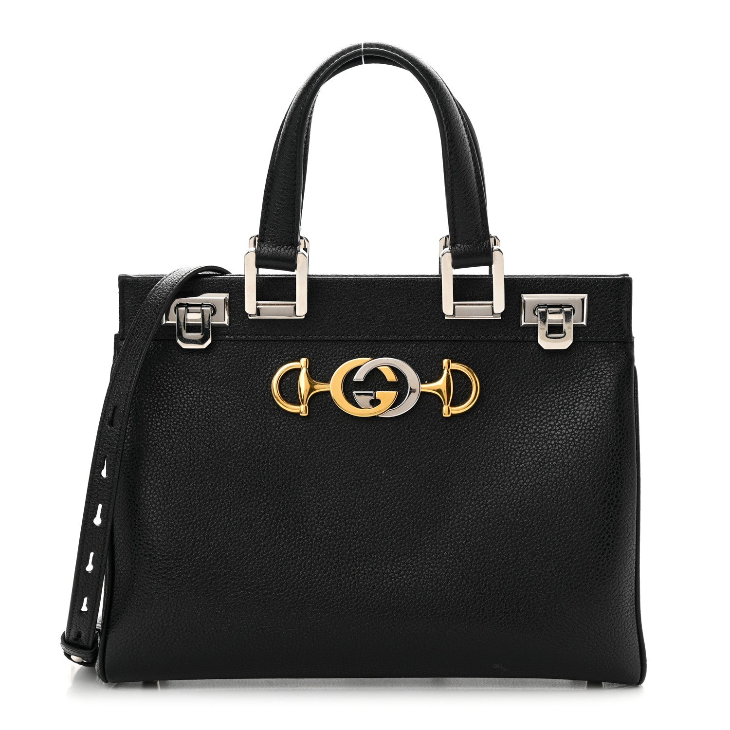 Gucci Grainy Calfskin Small Zumi Top Handle Bag Black 1 of 12