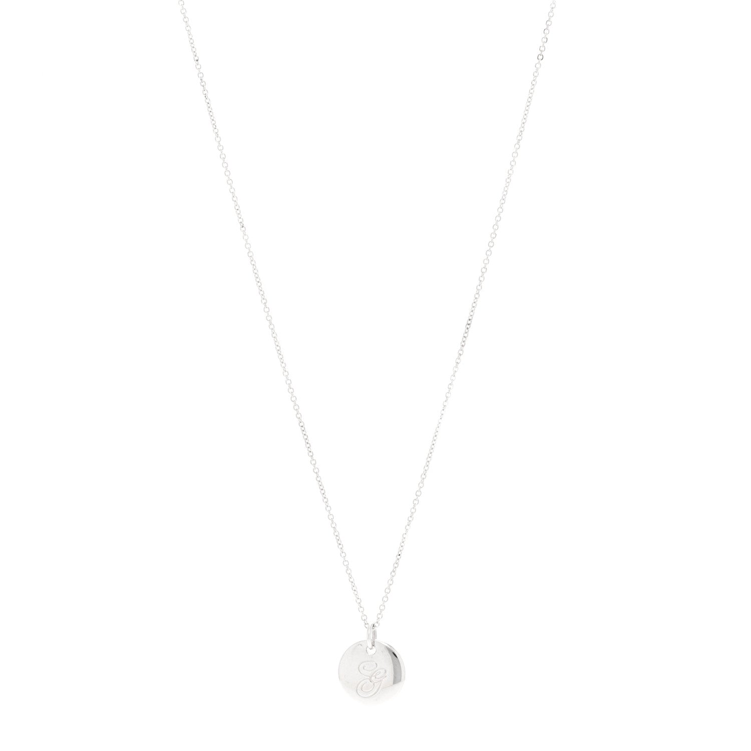 Tiffany Sterling Silver Letter G Disc Pendant Necklace 1 of 5