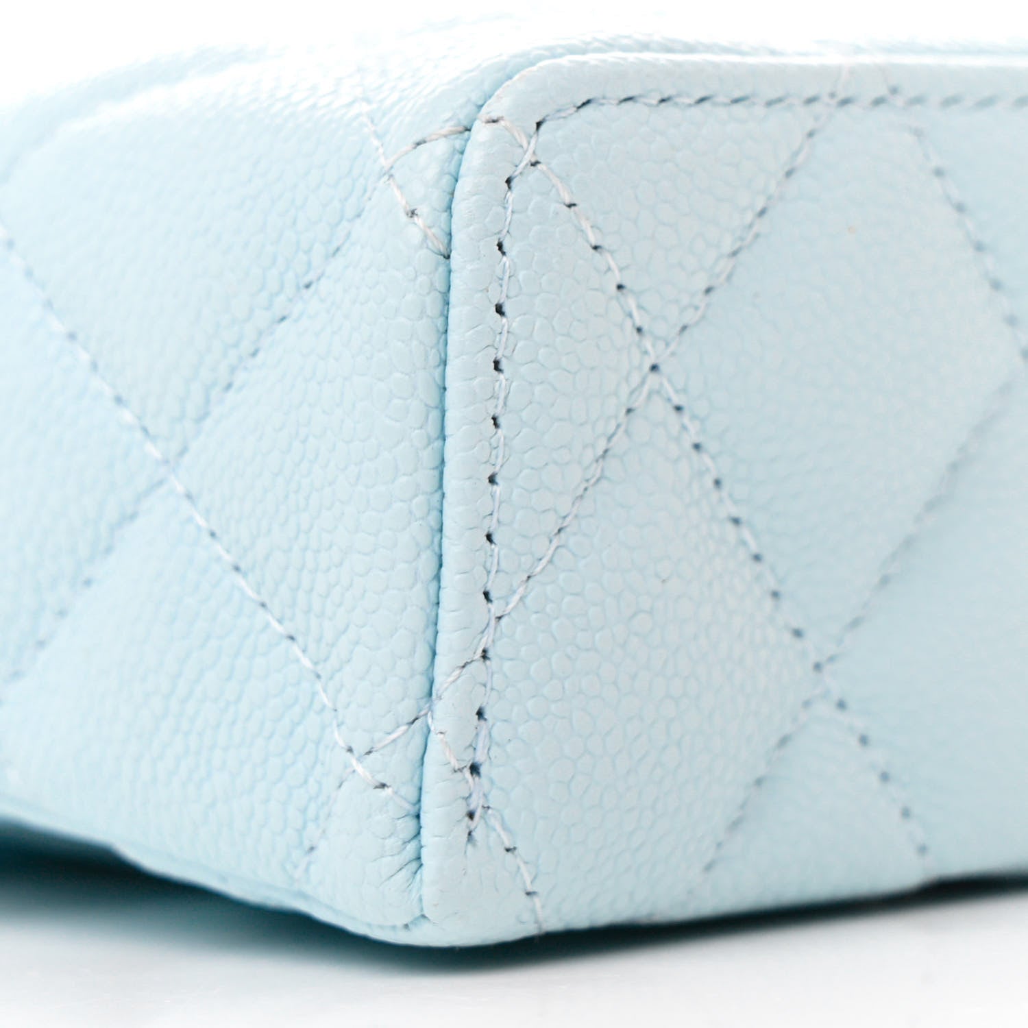 Chanel Caviar Quilted Top Handle Slim Vanity With Chain Light Blue 9 of 11