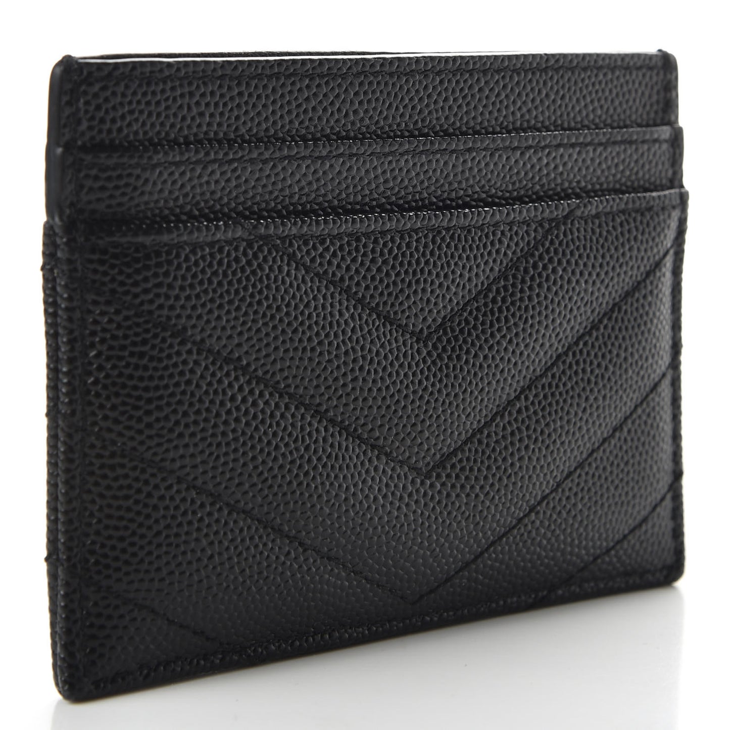 Grain De Poudre Matelasse Chevron Monogram Credit Card Case Black