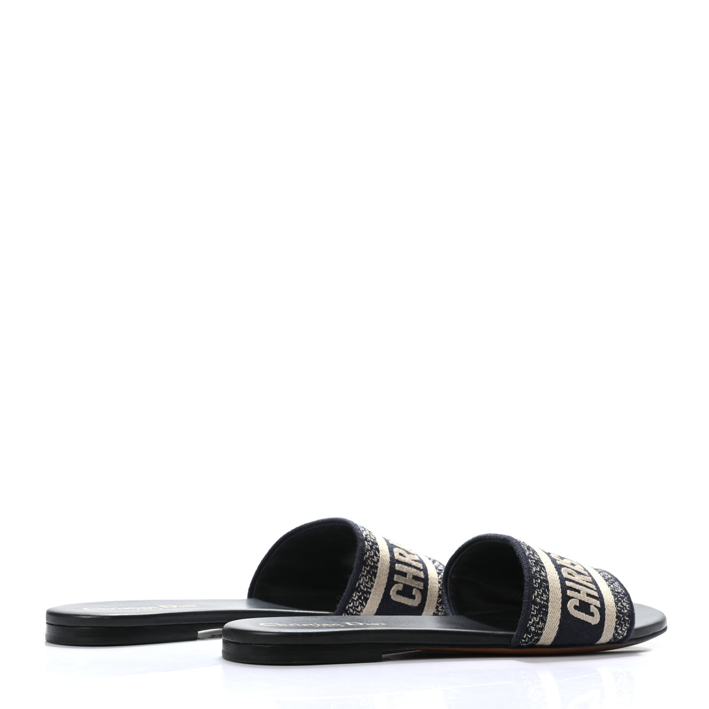 Canvas Embroidered Dway Mules Slide Sandals 38 Deep Blue