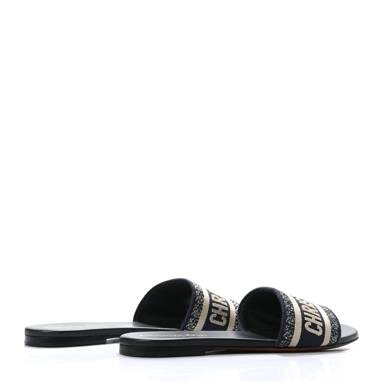 Christian Dior Canvas Embroidered Dway Mules Slide Sandals 38 Deep Blue 4 of 7