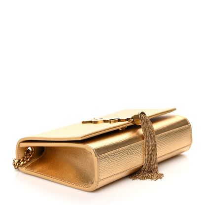 Saint Laurent Metallic Calfskin Small Classic Monogram Kate Tassel Satchel Gold 3 of 5