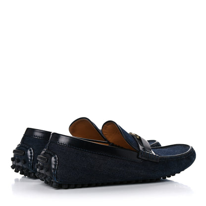 Louis Vuitton Denim Mens Hockenheim Moccasin Loafers 8.5 Marine 4 of 21