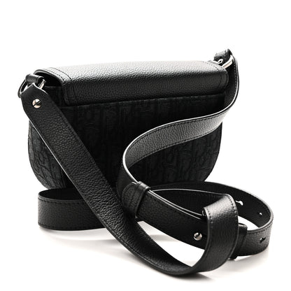 Christian Dior Oblique Jacquard Grained Calfskin Mini Saddle Messenger Bag With Flap Black 3 of 10