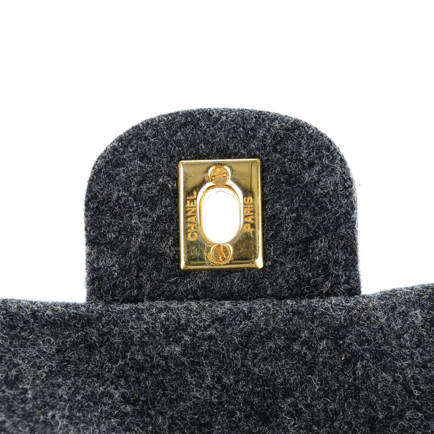 Wool Quilted Medium Double Flap Grey