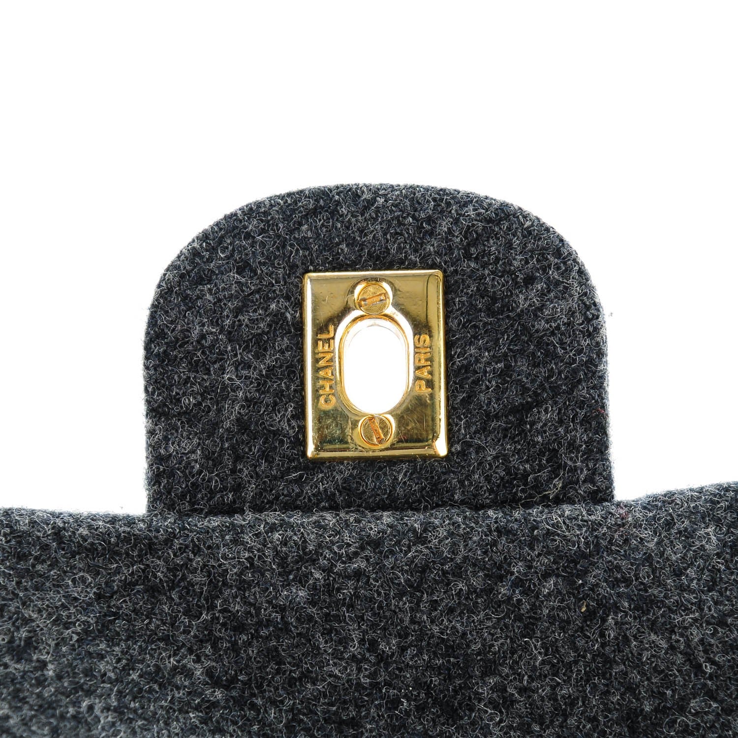 Chanel Wool Quilted Medium Double Flap Grey 5 of 9
