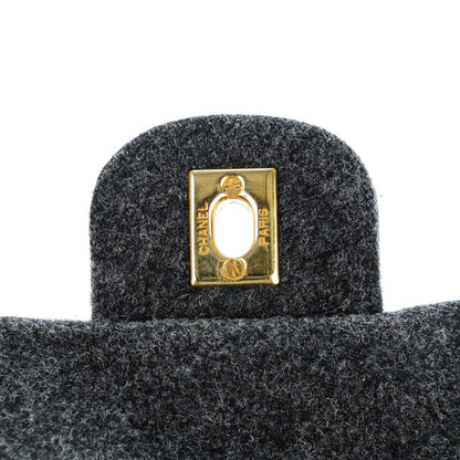 Chanel Wool Quilted Medium Double Flap Grey 5 of 9