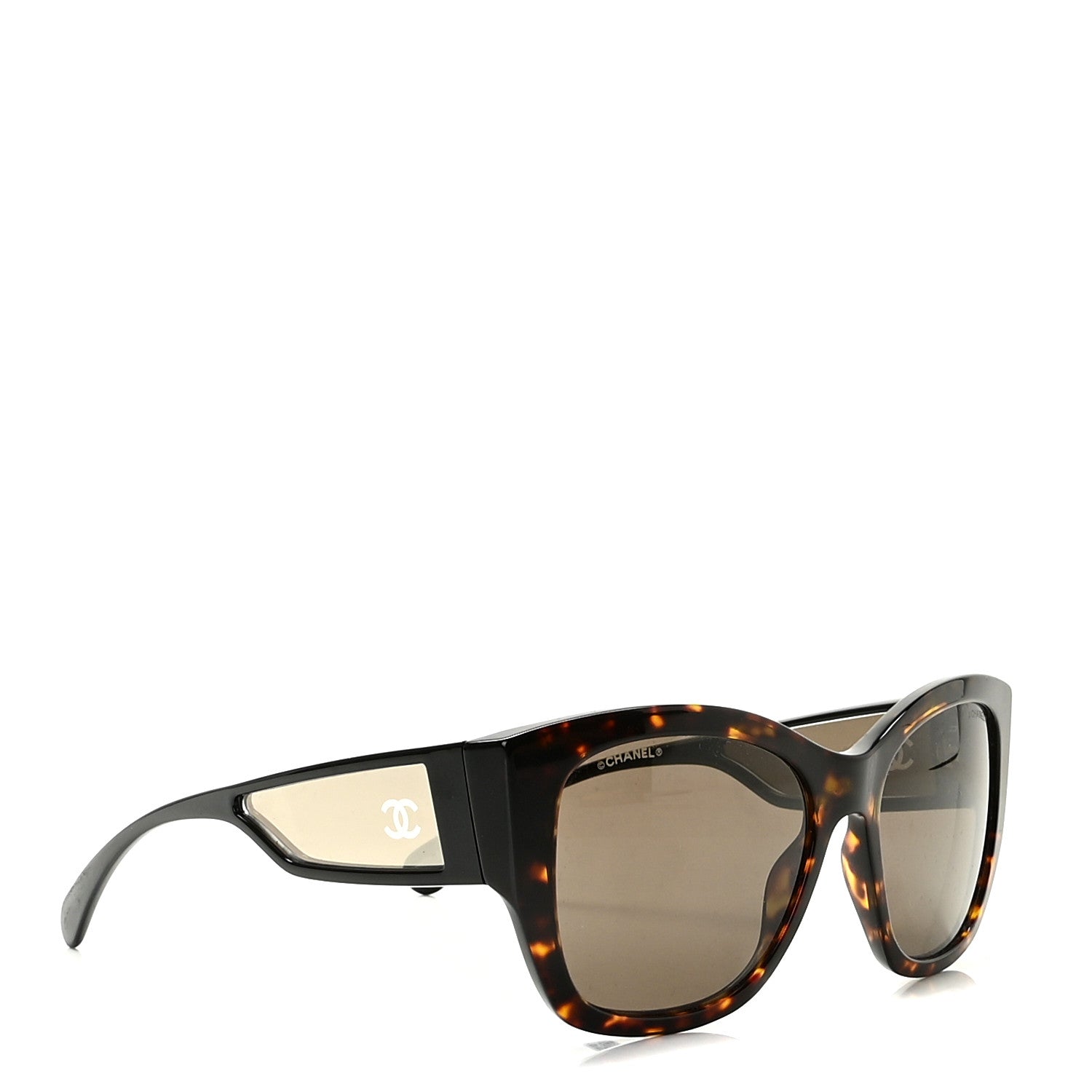 Chanel Acetate 18K White Gold Butterfly Sunglasses 5429 Dark Tortoise 3 of 8