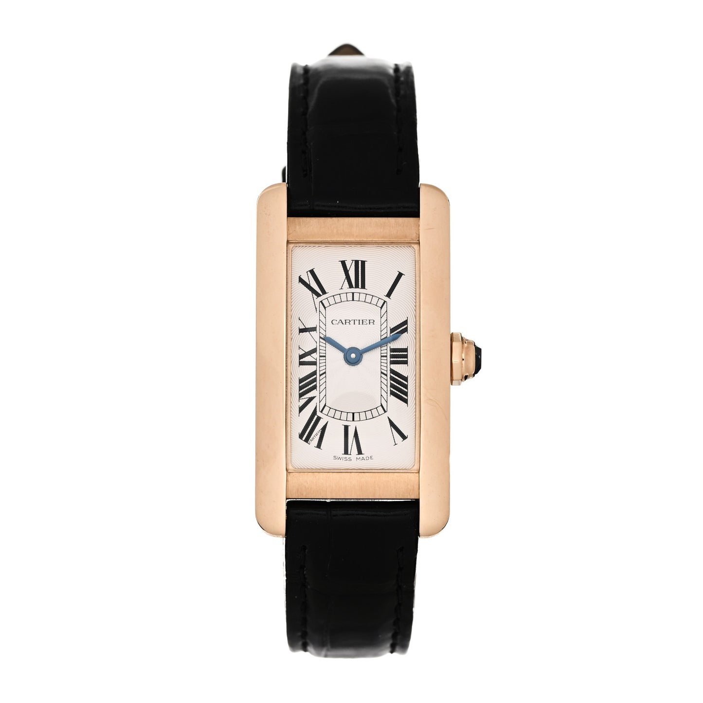 18K Yellow Gold Alligator 19mm Tank Americaine Quartz Watch