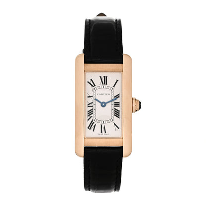 Cartier 18K Yellow Gold Alligator 19mm Tank Americaine Quartz Watch 1 of 5
