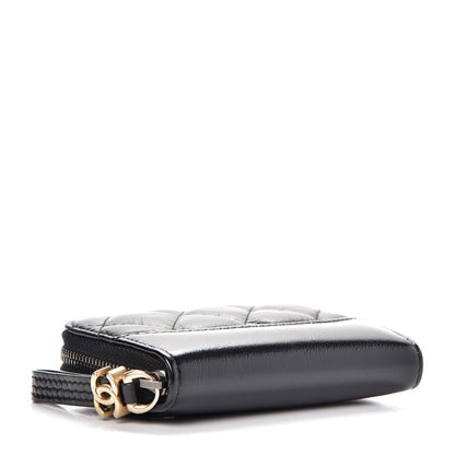 Chanel Aged Calfskin Quilted Gabrielle Zip Around Coin Purse Wallet Black 4 of 8