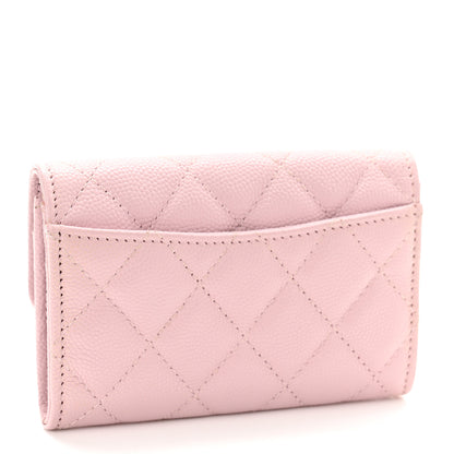 Chanel Caviar Quilted Flap Card Holder Wallet Light Pink 3 of 9