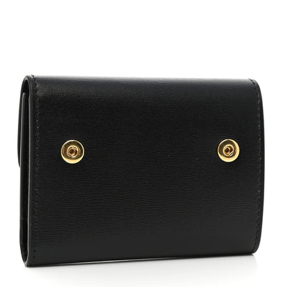 Celine Calfskin Compact Triomphe Wallet With Coin Purse Black 4 of 9