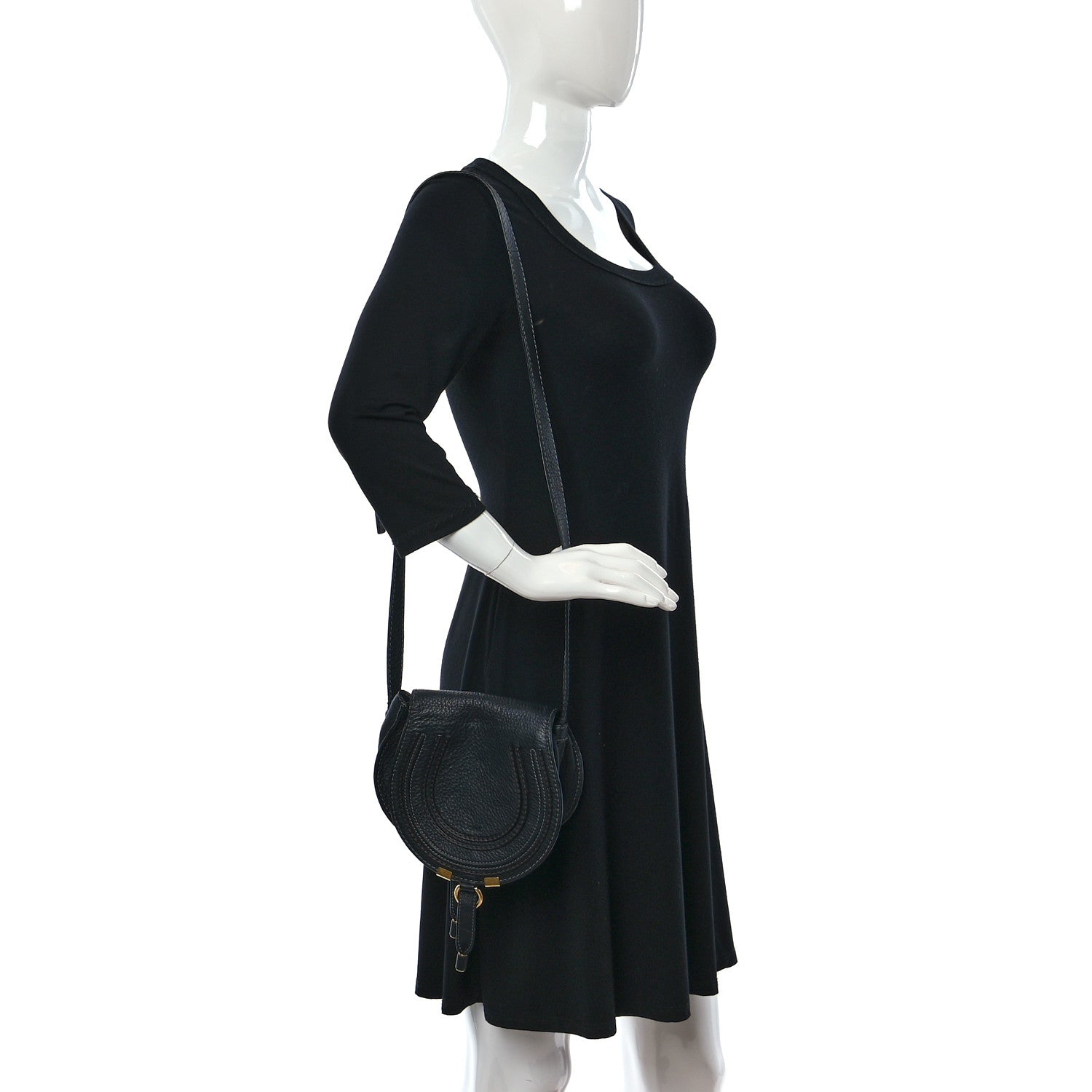 Chloe Calfskin Mini Marcie Round Crossbody Bag Black 2 of 10