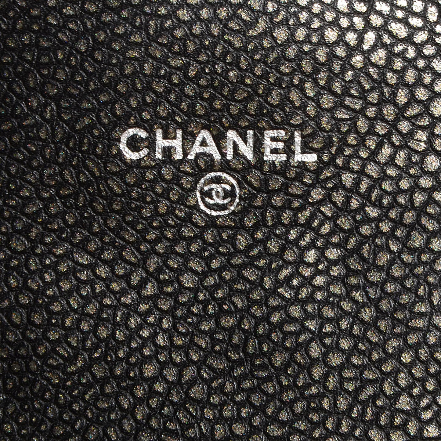 Metallic Caviar Half Moon Wallet On Chain WOC Dark Silver