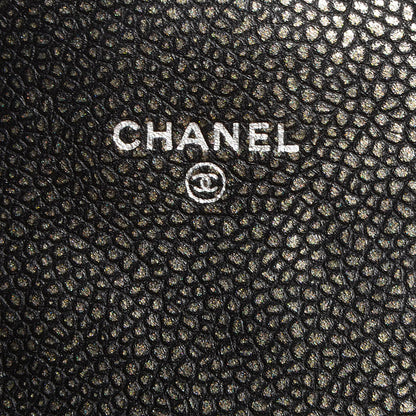 Chanel Metallic Caviar Half Moon Wallet On Chain WOC Dark Silver 6 of 8