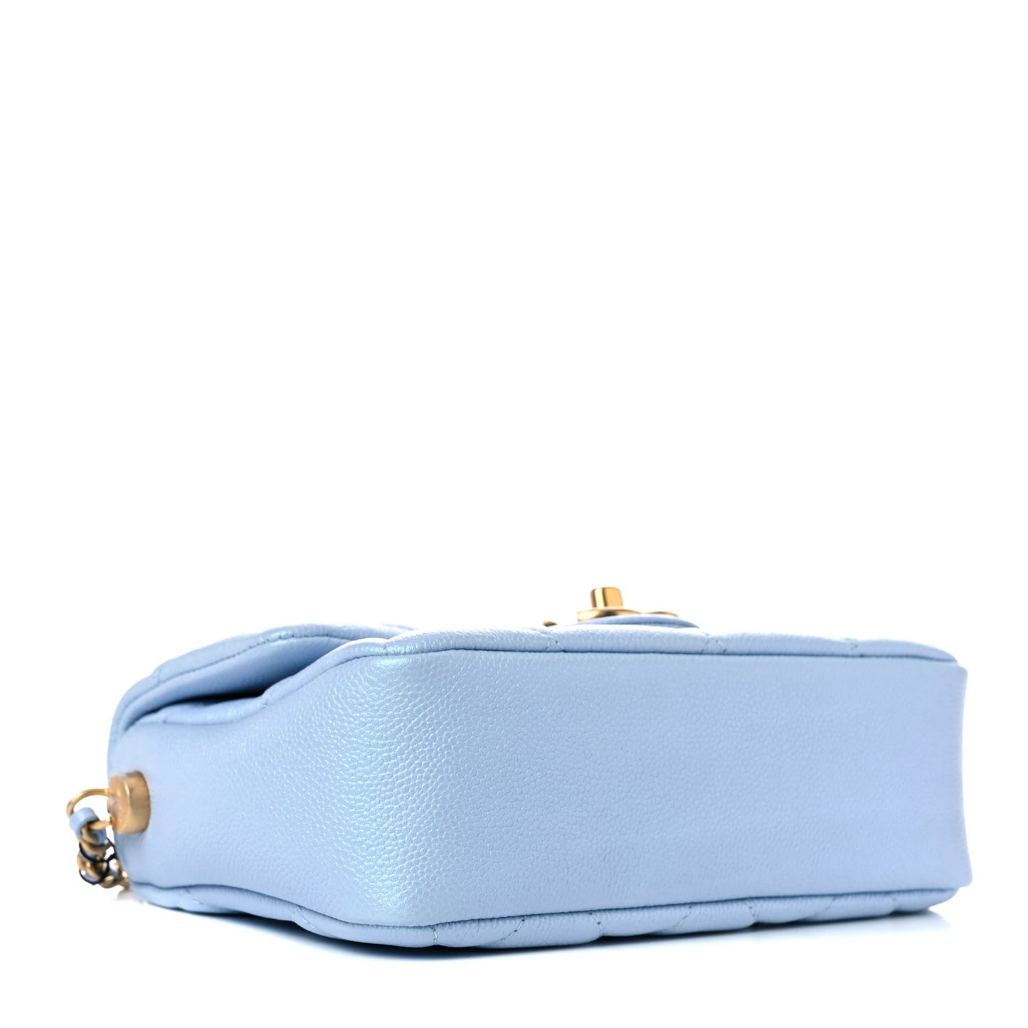 Iridescent Caviar Quilted Mini My Perfect Flap Light Blue