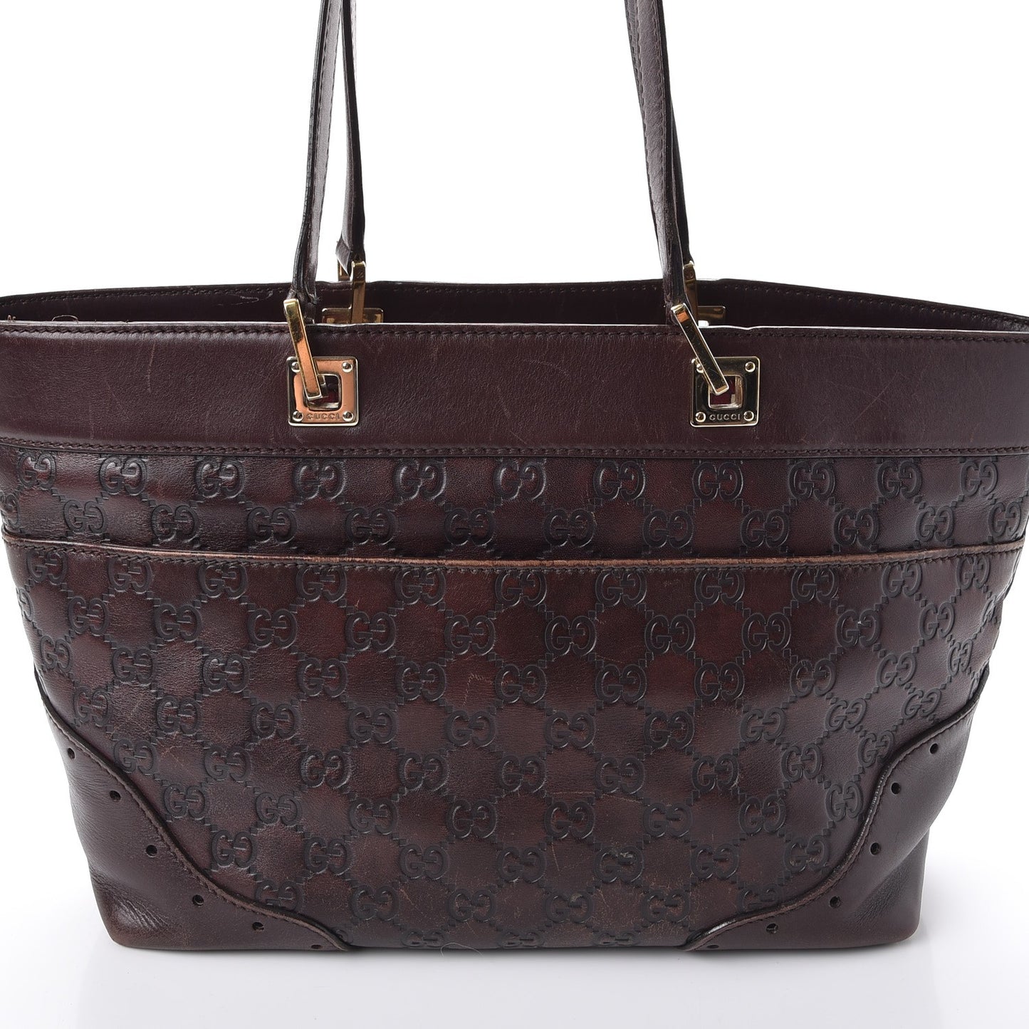 Guccissima Large Punch Tote Chocolate Brown