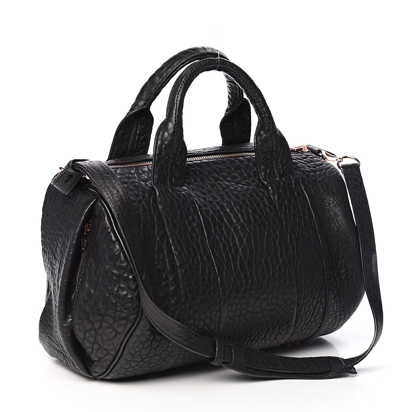 Pebbled Lambskin Rocco Black Rose Gold Hardware
