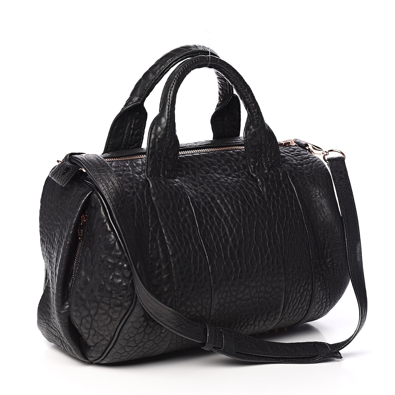 Alexander Wang Pebbled Lambskin Rocco Black Rose Gold Hardware 2 of 8