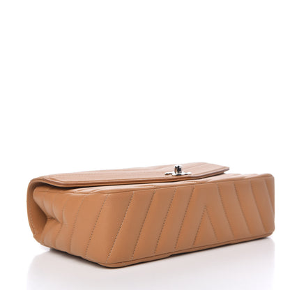 Chanel Caviar Chevron Quilted Single Flap Beige 4 of 9