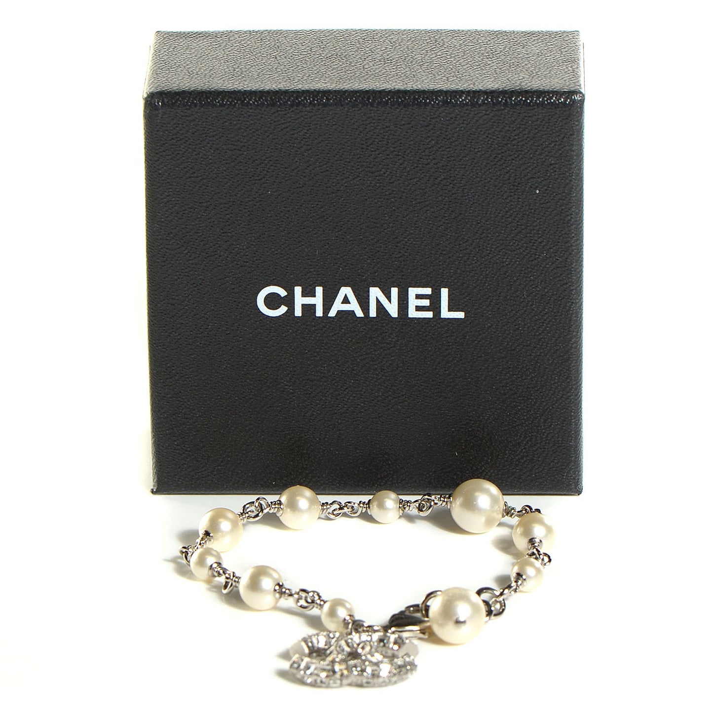 Baguette Crystal Pearl CC Bracelet Gold