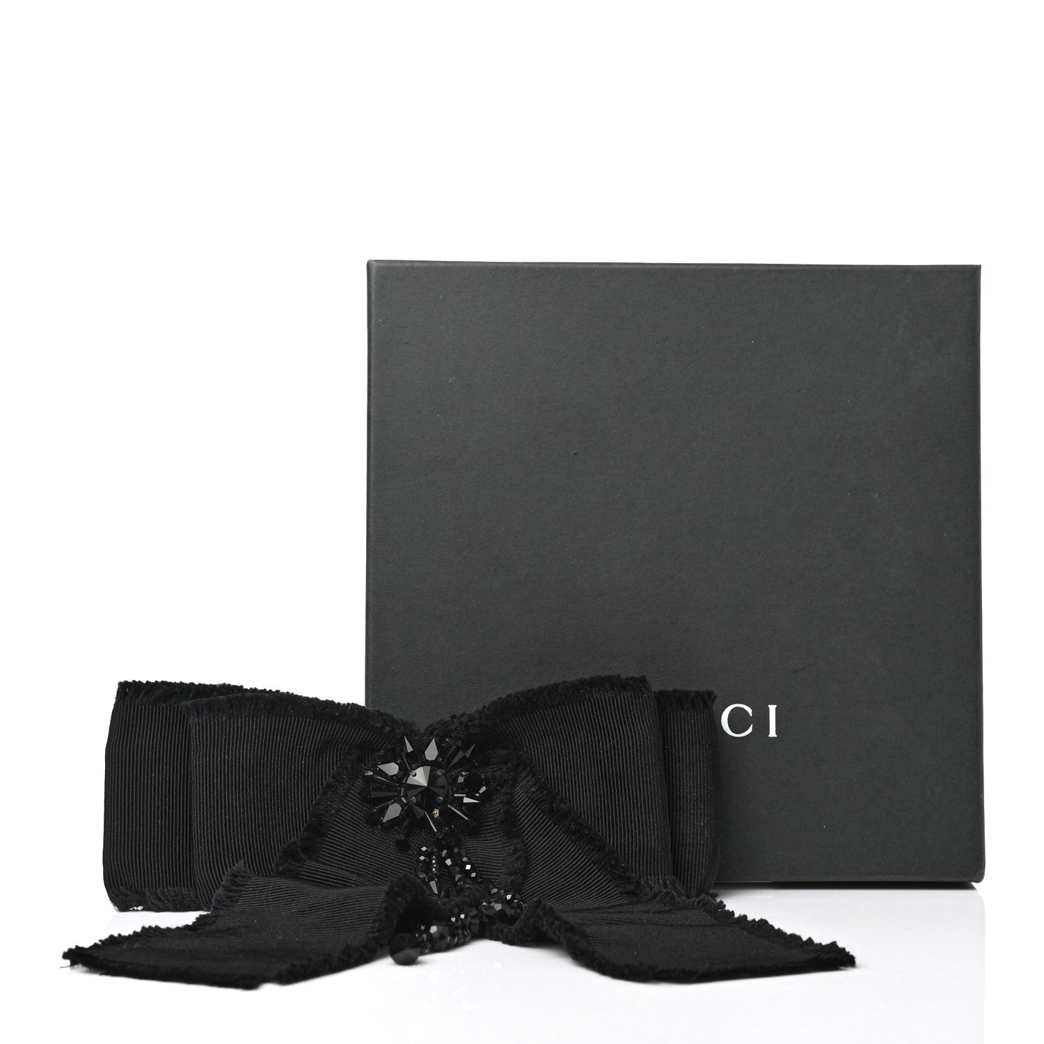 Gucci Grosgrain Crystal Bow Brooch Black 4 of 4
