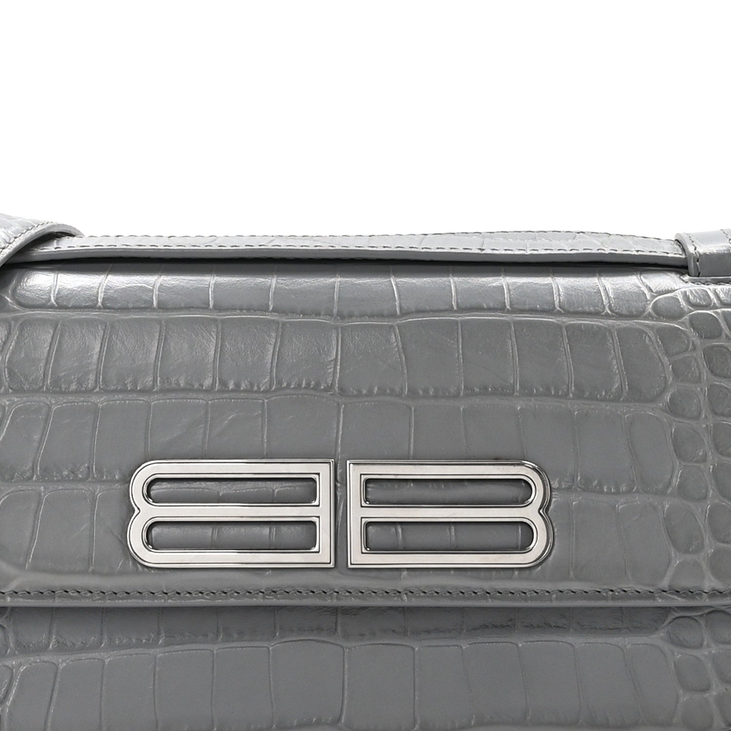 Balenciaga Extra Supple Calfskin Crocodile Embossed Small Gossip Bag Grey 9 of 12
