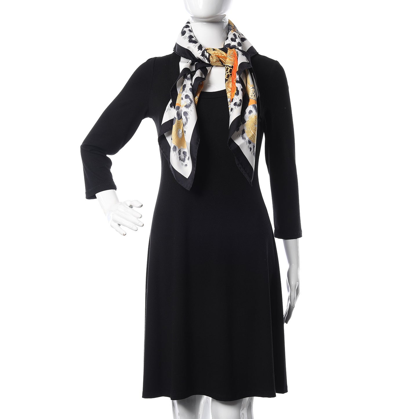 Silk Casques Et Plumets Scarf 90 Noir Blanc Vieil Or