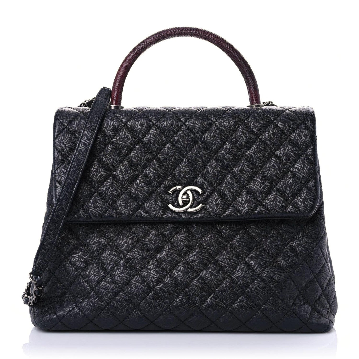 Chanel Caviar Lizard Quilted Large Coco Handle Flap Black 1 of 16