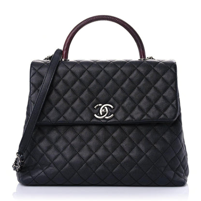 Chanel Caviar Lizard Quilted Large Coco Handle Flap Black 1 of 16