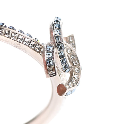 Chanel Crystal CC Hoop Drop Earrings Silver Blue 7 of 7