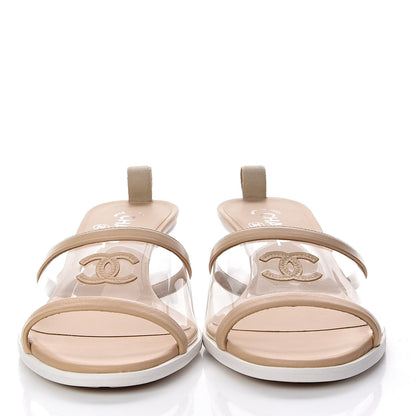 Chanel Lambskin PVC Mule 41.5 Transparent Beige 2 of 8