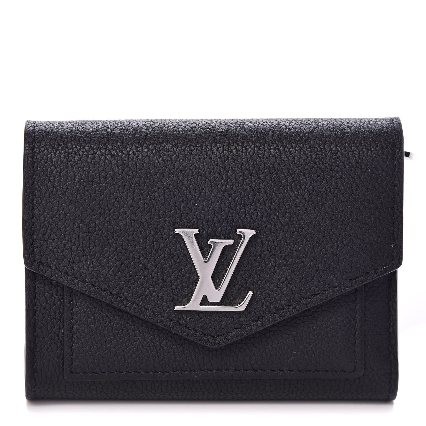Soft Calfskin My Lockme Compact Wallet Black