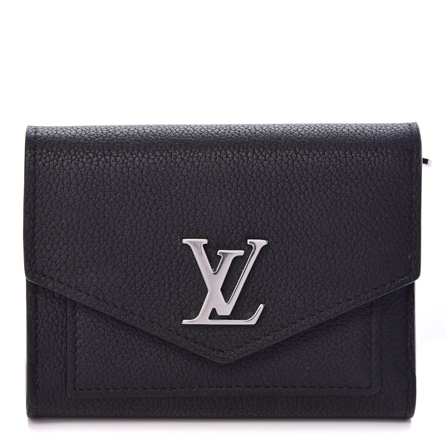 Louis Vuitton Soft Calfskin My Lockme Compact Wallet Black 1 of 7