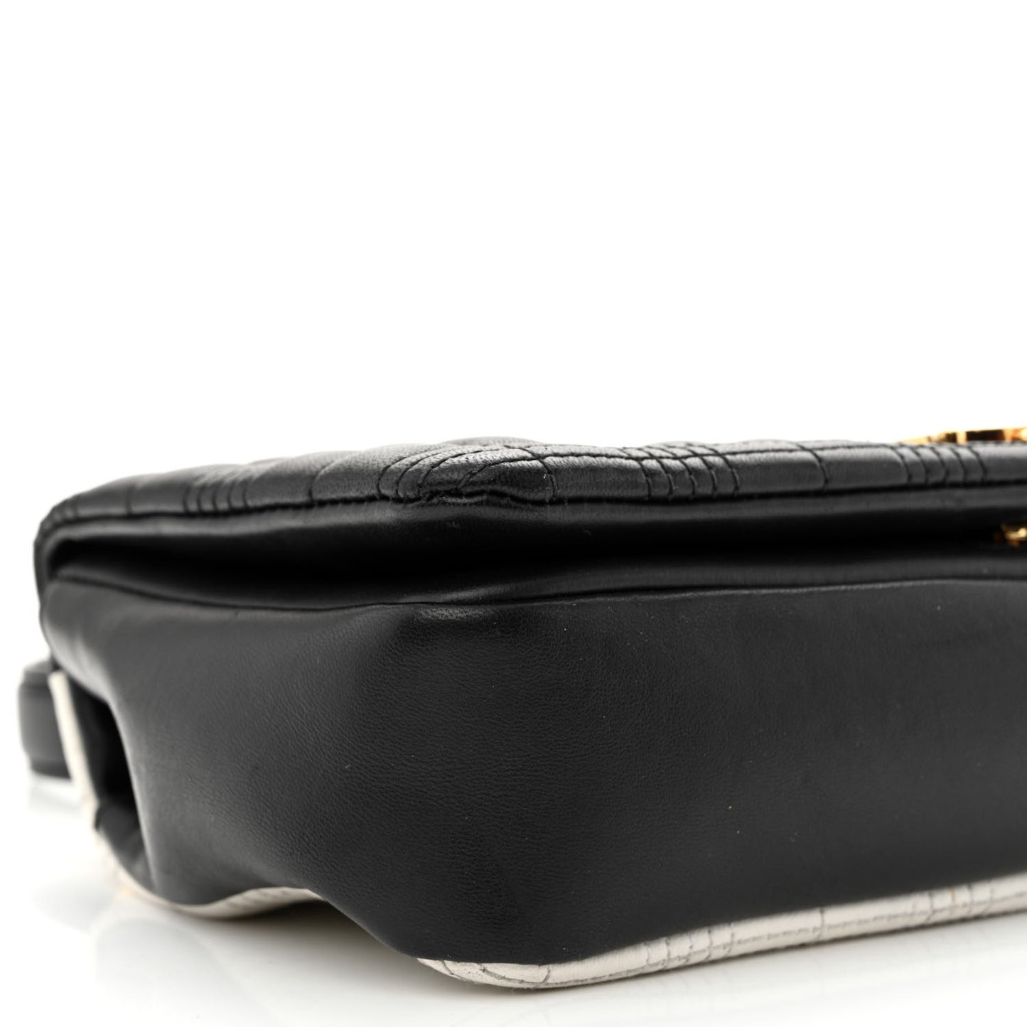 Lambskin Quilted Small Lola Bag White Black