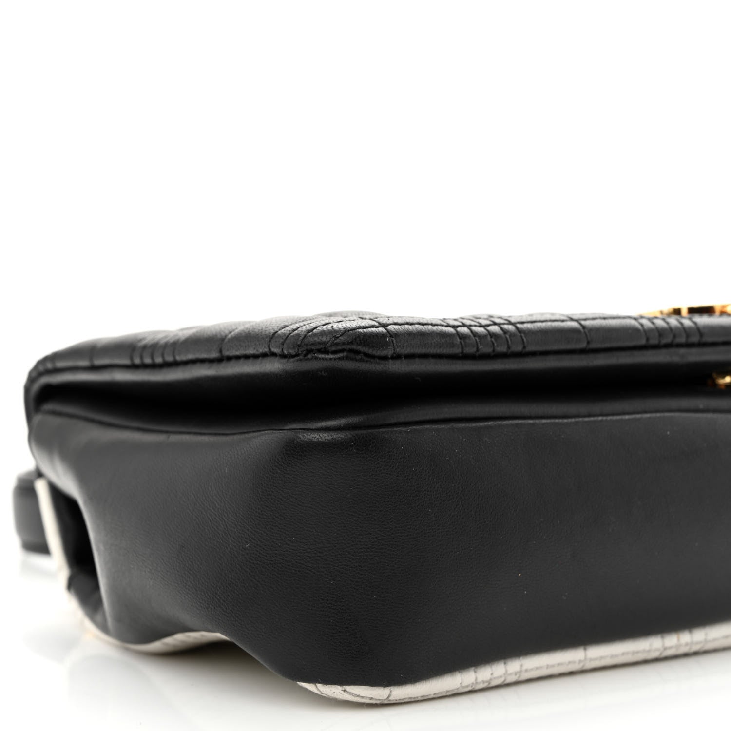 Burberry Lambskin Quilted Small Lola Bag White Black 12 of 14