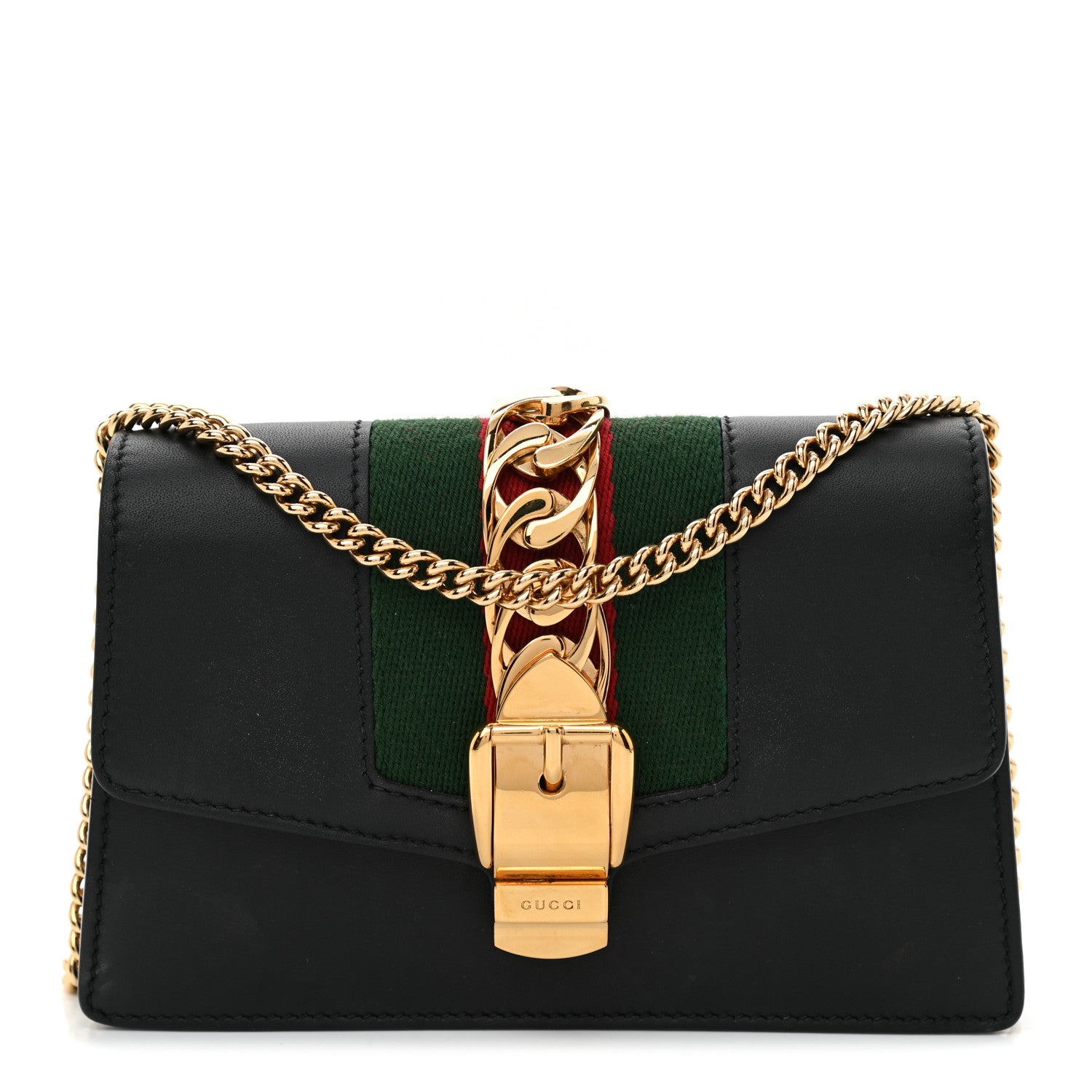 Gucci Calfskin Super Mini Sylvie Chain Shoulder Bag Black 1 of 9