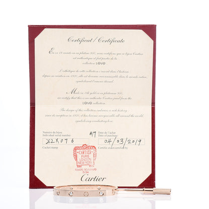 Cartier 18K Pink Gold 4 Diamond LOVE Bracelet 17 6 of 6