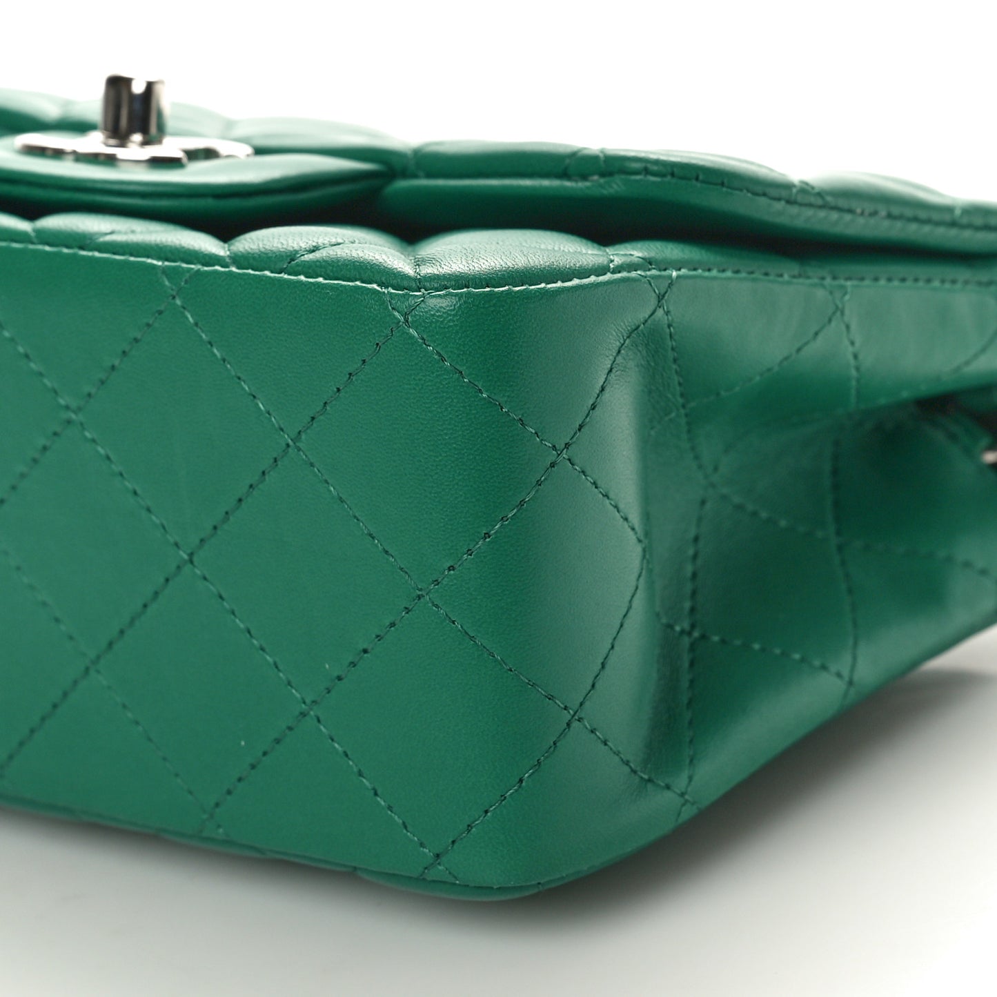 Lambskin Quilted Mini Square Flap Green