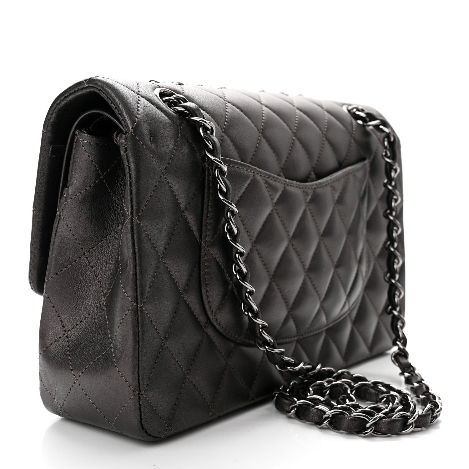 Chanel Metallic Lambskin Quilted Medium Double Flap Pewter 2 of 11