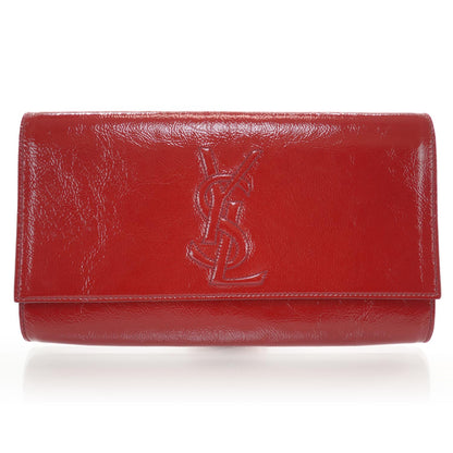 Saint Laurent Patent Monogram Large Belle De Jour Clutch Red 1 of 7