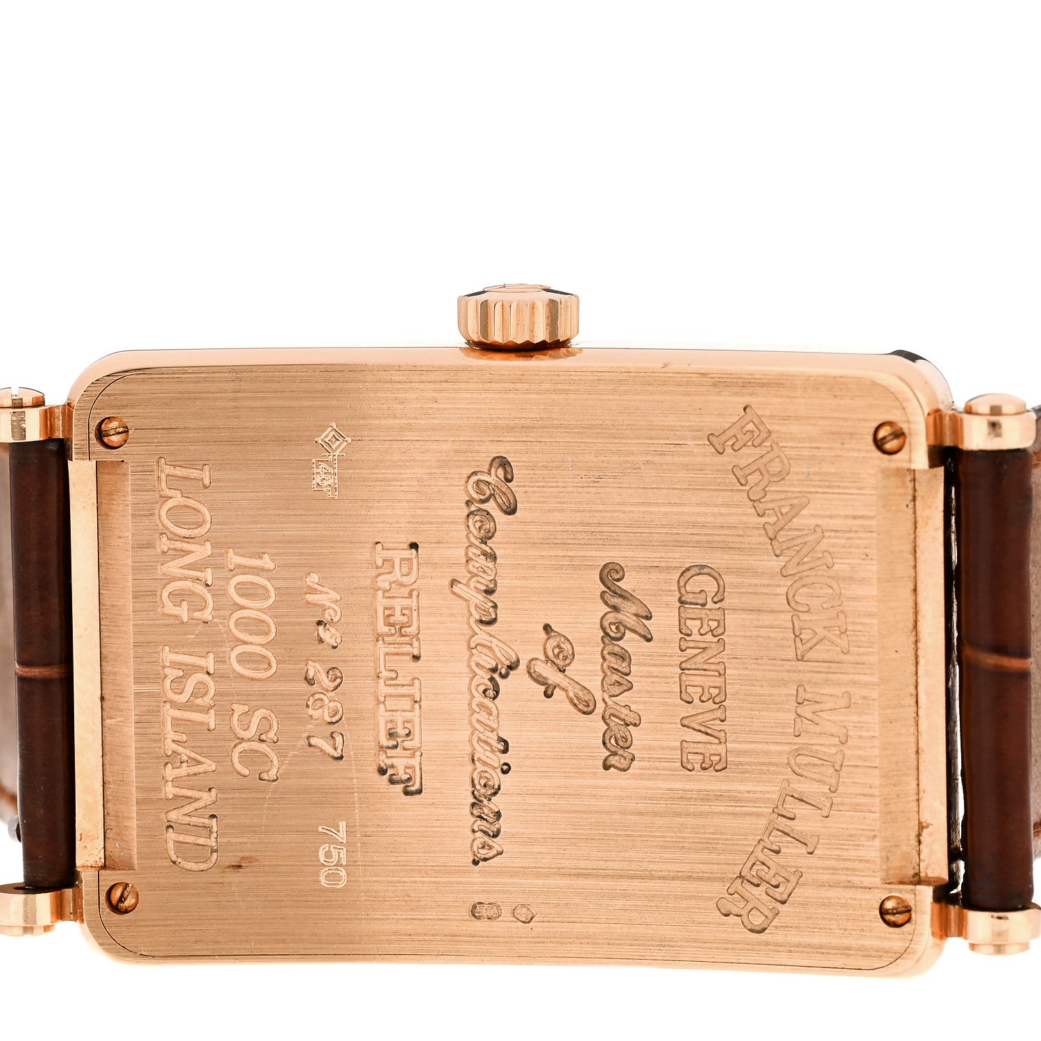 Franck Muller 18K Yellow Gold Alligator 30mm Long Island Master Banker Automatic Watch Brown 1000SC 4 of 6