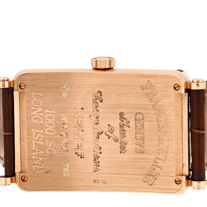 Franck Muller 18K Yellow Gold Alligator 30mm Long Island Master Banker Automatic Watch Brown 1000SC 4 of 6