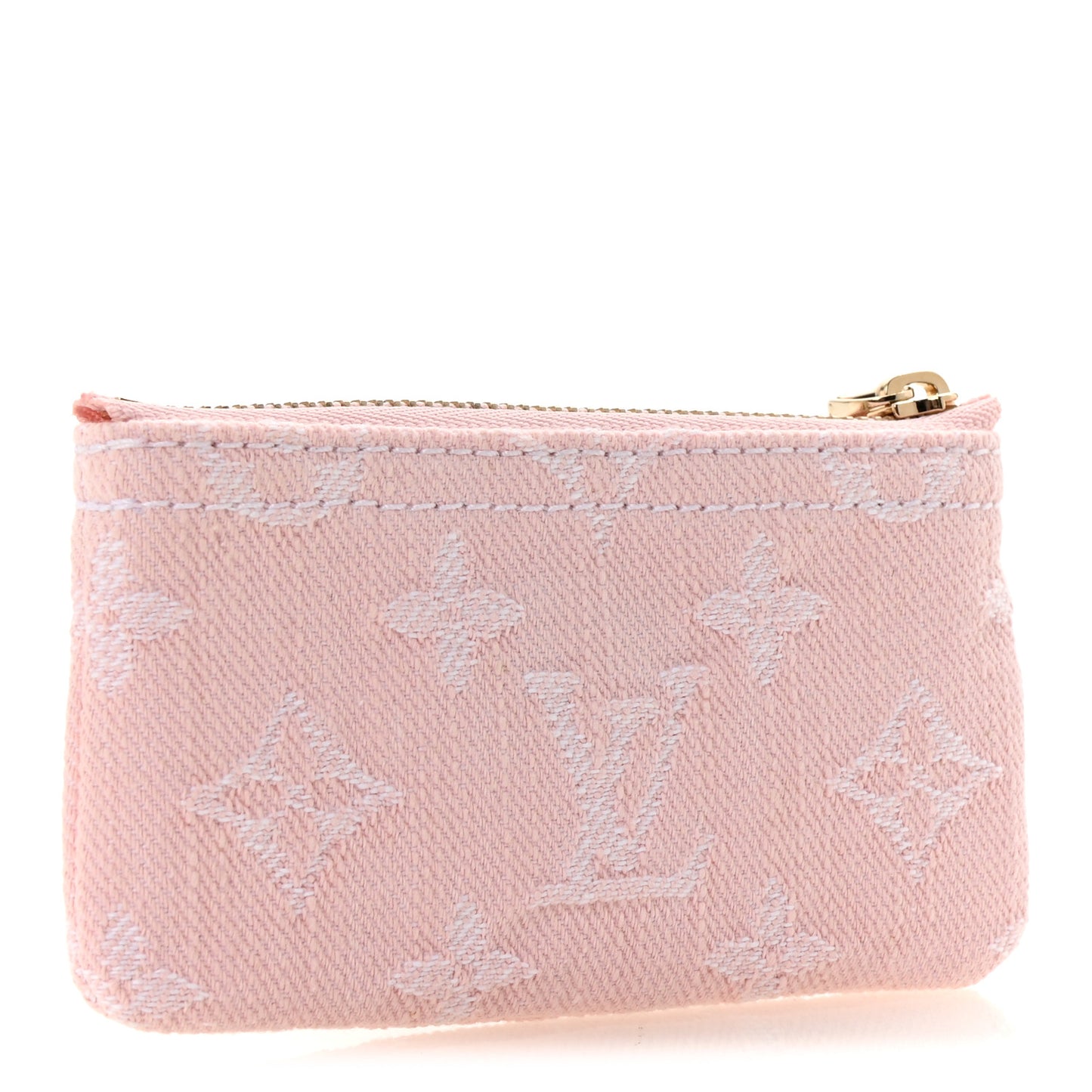 Monogram Denim Key Pouch Washed Pink