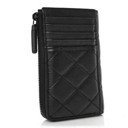 Chanel Pearly Lambskin Quilted Zip Card Holder So Black 3 of 7